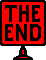 spinning sign that says the end