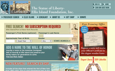 Screenshot of EllisIsland.org